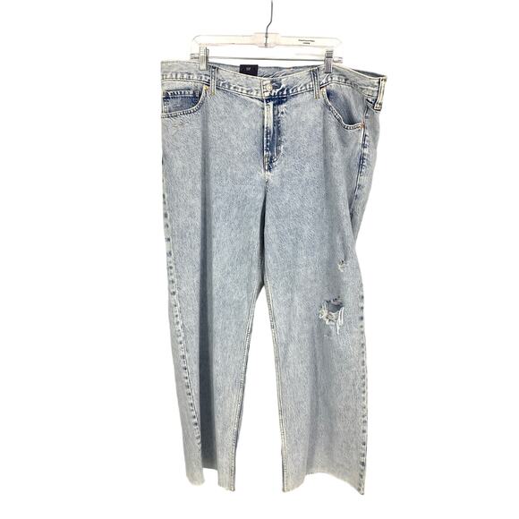 GAP Low Stride Jeans Womens 34 Loose Low Rise No Stretch Distressed Acid Wash - Picture 1 of 7
